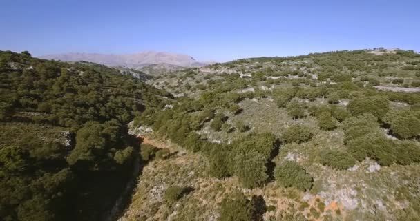 4K Aérea, vuelo a lo largo de un lecho de río, Andalucía, España — Vídeo de stock