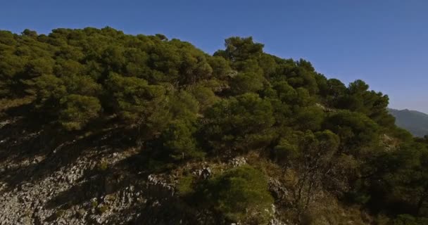 4k anteni, La Capellania, Endülüs, İspanya manzaralı dağlarda uçan — Stok video