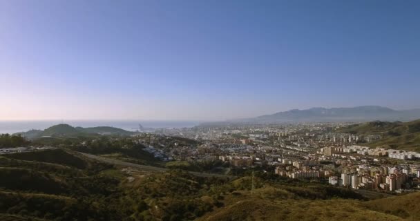 4K Aerial, Cityscape Málaga, Andaluzia, Espanha — Vídeo de Stock