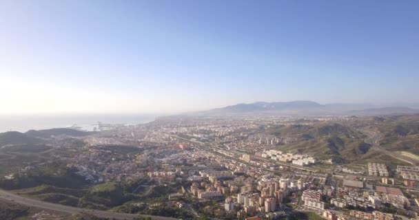 4K Aerial, Cityscape Málaga, Andaluzia, Espanha — Vídeo de Stock