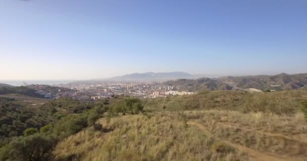 4 k-antenne, Cityscape Malaga, Andalusie, Spanje — Stockvideo