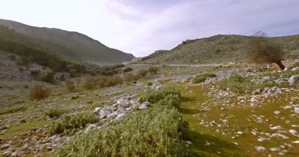 4K Aerial, Volo su campi pietrosi e pianure, Andalusia, Spagna — Video Stock