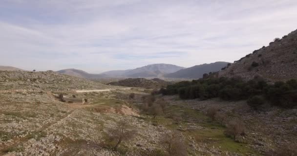 4k Antenne, Flug über steinige Felder und flaches Land, Andalusien, Spanien — Stockvideo