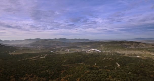 4k antenne, vlucht boven bos in Andalusie, Spanje — Stockvideo