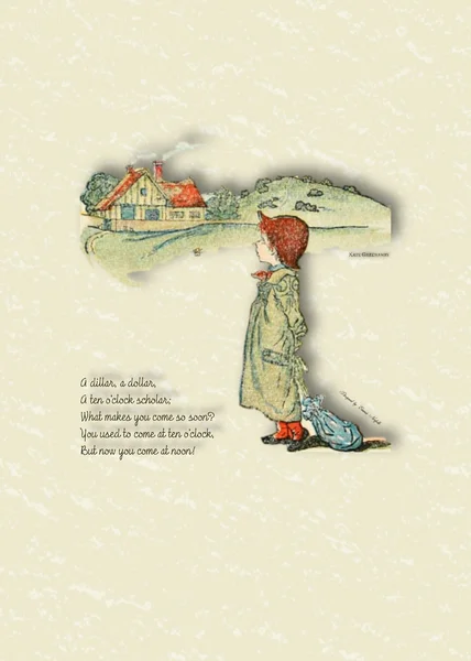 A Dillar A Dollar Vintage Kate Greenaway Image — Stock Photo, Image