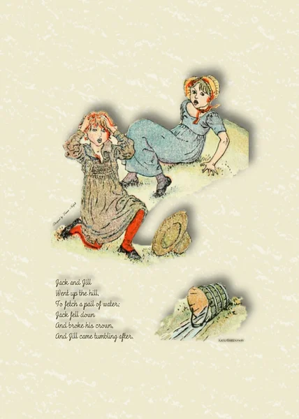 Jack and Jill Vintage Kate Greenaway Image — Stock Photo, Image