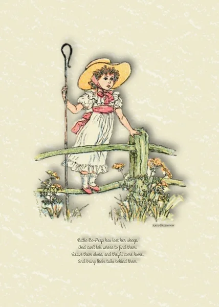 Little Bo Peep Kate Greenaway Vintage Image — Stock Photo, Image