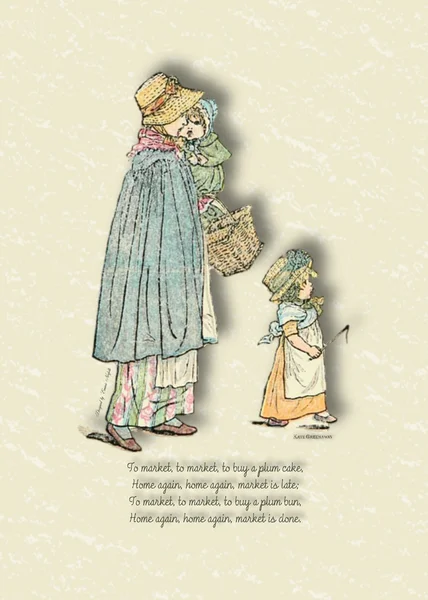 Pazar için pazara Kate Greenaway Vintage görüntü