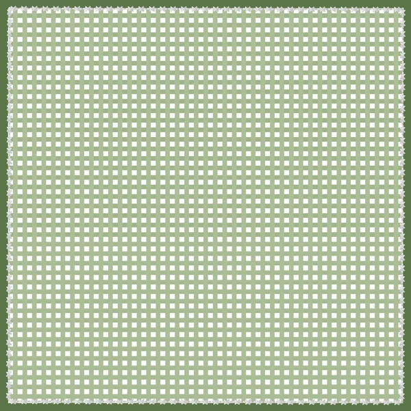 Gingham Design Quadrat in Grün mit dunklerem Rand und genähter Bordüre — Stockfoto