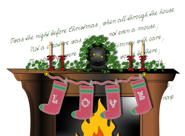 Stockings Hung By The Fire — Stock Photo, Image