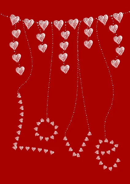 Love with Hanging Beads and Hearts White & Red — Stock Photo, Image