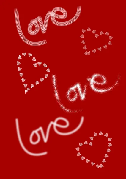 Miłość, miłość, miłość serca biały czerwony — Zdjęcie stockowe
