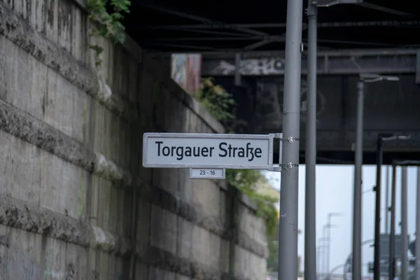 Torgauer Strasse Utca Felirat Közel Schoneberg Berlinhez — Stock Fotó