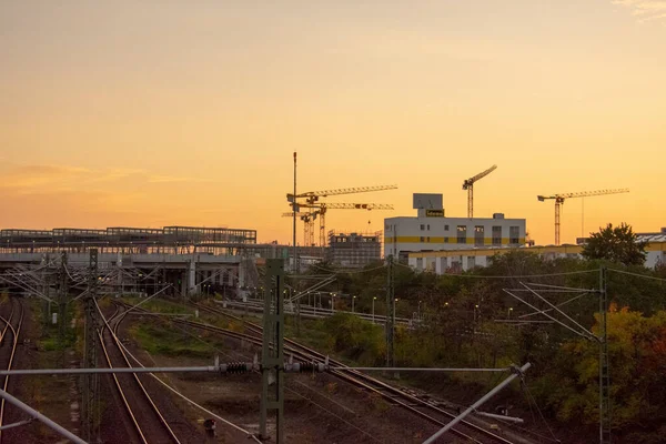 Tren Pista Caída Hoja Bahn Estación Paisaje Schoneberg Berlín —  Fotos de Stock