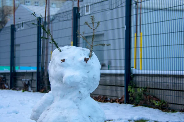 Snow man animal during 2021 snow storm in Berlin