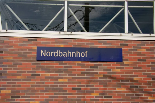 Jelölje Nordbahnhof Állomás Előtt Mitte Berlin Németország — Stock Fotó