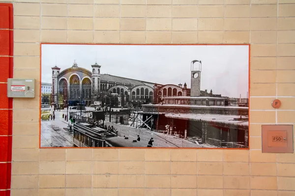 Pintura Del Vecchio Nordbahnhof Nel Museo Nella Stazione Ferroviaria Mitte — Foto Stock