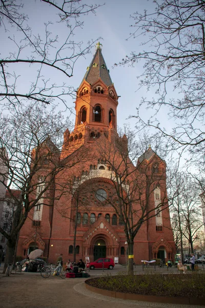 Landskap Passionskirche Kyrka Bergmannkiez Kreuzberg Berlin — Stockfoto