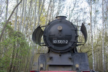 Schoneberg Berlin 'deki Doğa Parkı' nda terk edilmiş tren Schoneberger Sudgelande