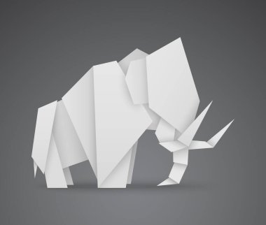 Koyu arkaplanda vektör origami kağıt mamut