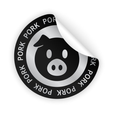 vektör domuz eti bükülmüş etiket