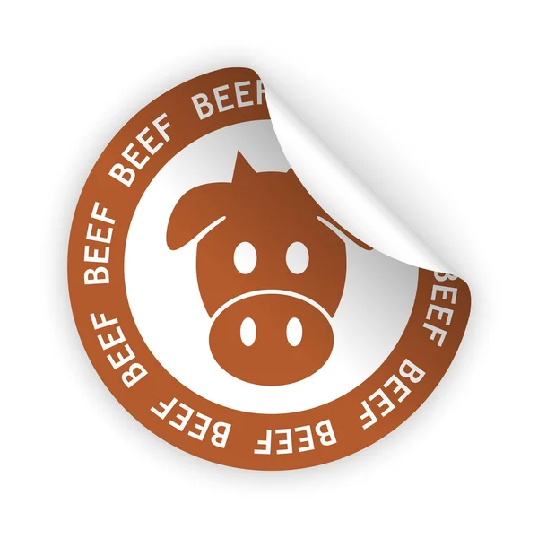 Vector beef meat bent sticker — Stock Vector