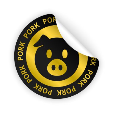 vektör domuz eti bükülmüş etiket