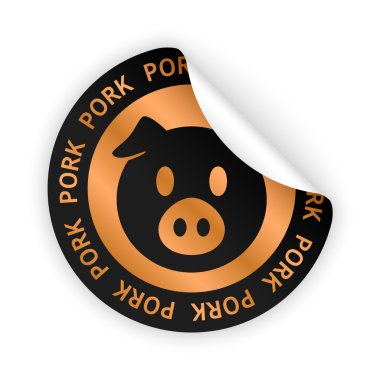 vektör domuz eti bükülmüş etiket