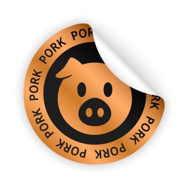 vektör domuz eti bükülmüş etiket