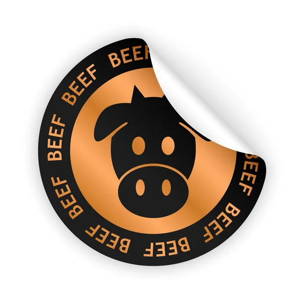 Vector beef meat bent sticker — Stock Vector