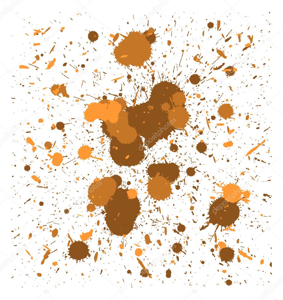 vector orange brush splatters