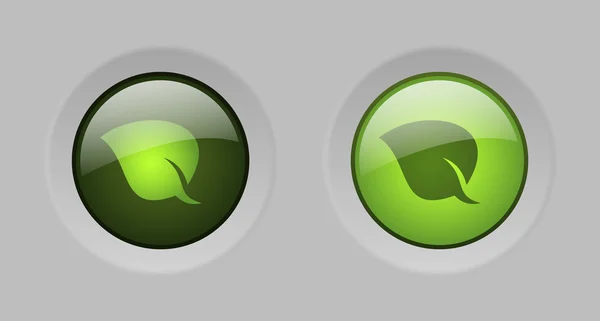 Vector green glass ecology buttons — Stock Vector