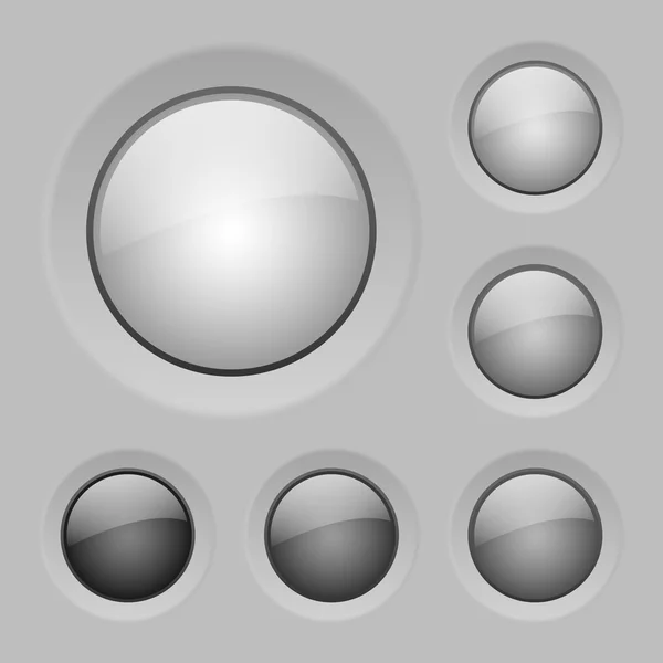 Vector botones de vidrio gris — Vector de stock