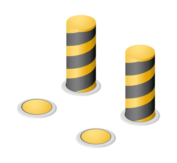 Vector retractable bollards — Stock Vector