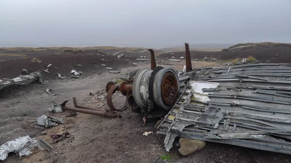 Aircraft debris at the site of the crash in 1948 of the photo reconnaissance aircraft  \