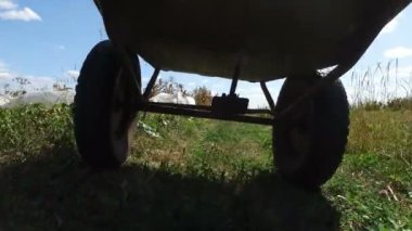 Tarla tarlasında tarım arabasının taşınması görüntüsü