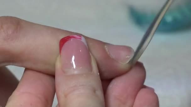 Movimiento Lima Uñas Salón Belleza Manicura Uñas Mujer — Vídeos de Stock