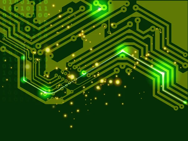 Abstract digital sign of electronic printed circuit board in green. Telifsiz Stok Fotoğraflar