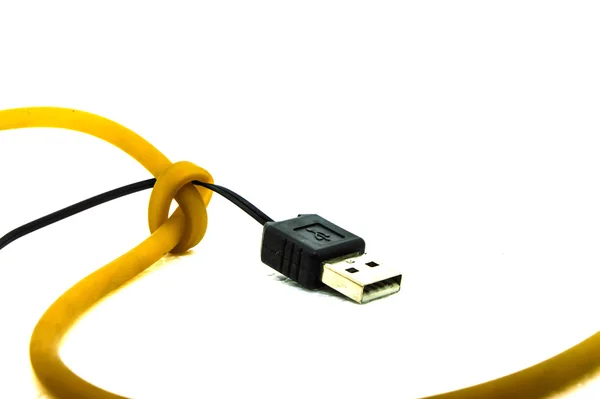 Usb cable de uso para el dispositivo electrónico conector en el fondo blanco — Foto de Stock