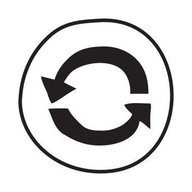 Doodle geri dönüşüm ok simgesi.