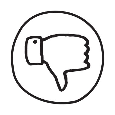 Doodle başparmak aşağı simgesi.