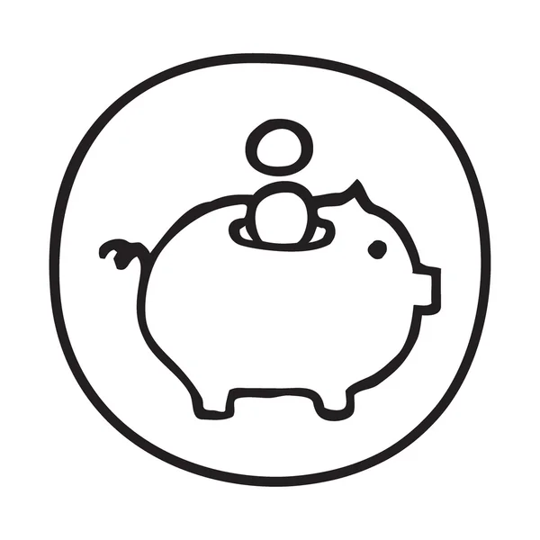 Doodle Piggy Bank icono . — Vector de stock