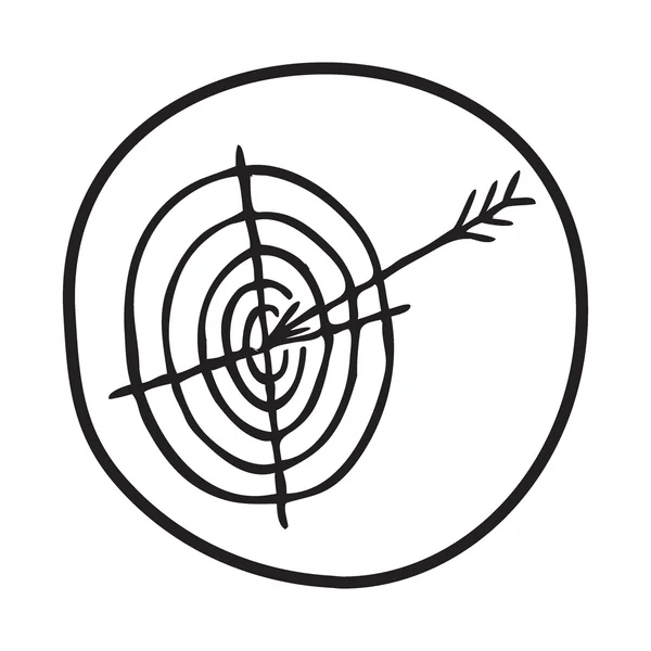 Doodle-Ziel und Pfeil-Symbol — Stockvektor