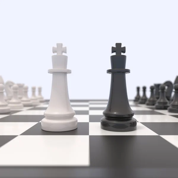 Zwei Schachfiguren auf einem Schachbrett — Stockfoto