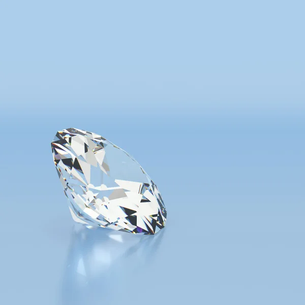 Shiny white diamond on blue background. — Stock Photo, Image