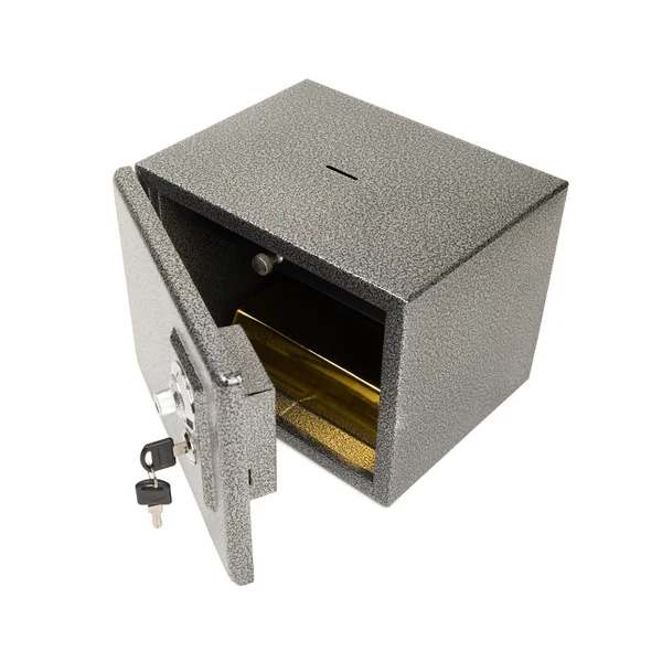 Opened safe with golden piece. — Stock Photo, Image