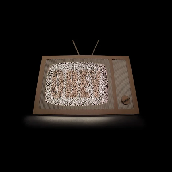 Cardboard tv on black — Stock Photo, Image