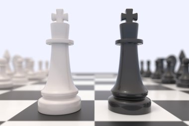 Bir satranç tahtası üzerinde iki satranç taşları
