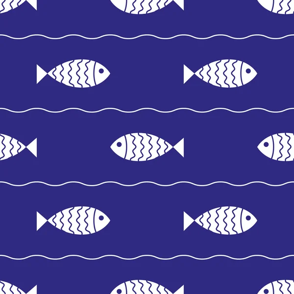 Seamless nautical pattern with fish. — Stock Vector