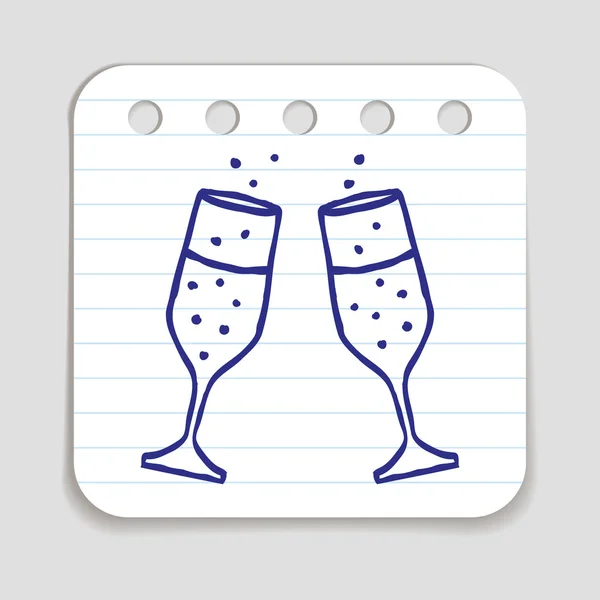 Doodle Champagne Glasses icon — ストックベクタ
